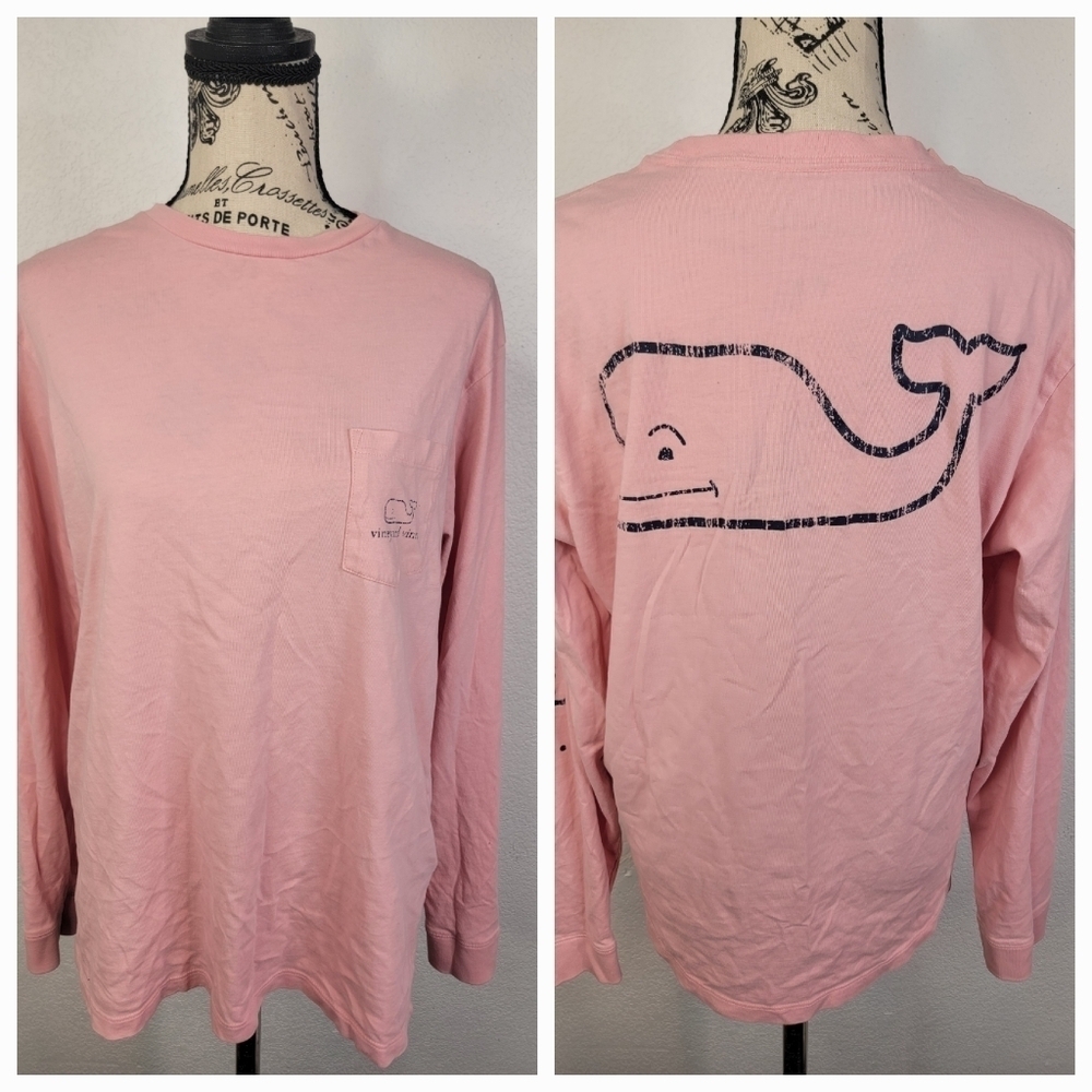 Vineyard vines Top Small Whale Logo Long sleeve Pocket Pink